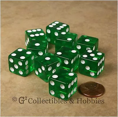 NEW 10 Transparent Green 6 Sided RPG Bunco Game Dice Set Koplow 16mm D6 • $8.99