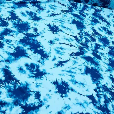 Spandex Fabric Blue Tie Dye Print 4 Way Stretch 60 Wide By The Yard For Swimwear • $12.99
