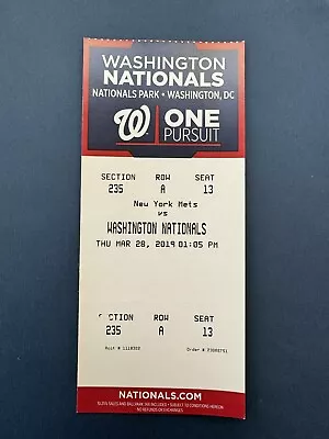 Pete Alonso MLB Debut Ticket 3/28/2019 Mets @ Nationals • $189.99