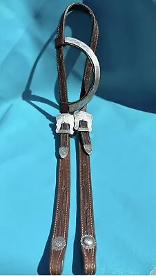 BLUE RIBBON Sterling Overlay Vintage One Ear Western Show Headstall Bridle - EUC • $285