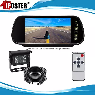 7  Rear View Mirror Monitor HD 4PIN 18 IR CCD Reversing Camera 12v 24v For Truck • £59.99