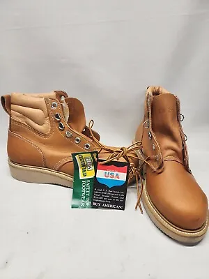 NWT Vintage 70s Moc Toe 6’ Mens Union Made Usa Made Iron Age Work Boots Leather • $80