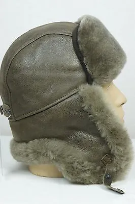 TOBACCO Sheepskin Shearling Leather Russian Ushanka Trapper Hunting Hat M-XXXL • $44.10