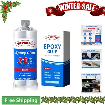 Clear Epoxy Glue - Waterproof Adhesive - 1.76oz Syringe - Metal Plastic Wood • $23.99
