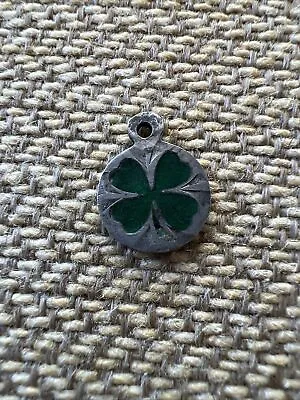 Vintage 800 Silver German Charm Small Begging Good Luck Rare Four Leaf Clover • $42