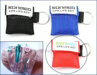 Red Emergency CPR Face Mask Cover Shield First Aid Resuscitation KeyRing Chain • $11.95