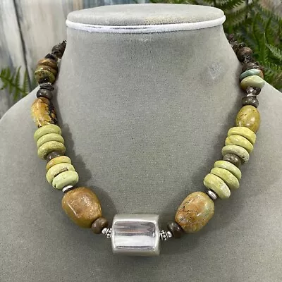 Noa’s Vintage Mid Century Modern Gemstone Sterling Silver Designer Necklace • $60