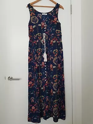 Miracle Floral Print Maxi Dress Womens Size 8 Blue Pink Boho • $15
