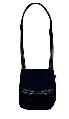 Tumi Flap Nylon Leather Trim Crossbody Shoulder Bag Purse Black • $29.99