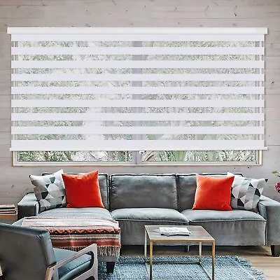 White Cordless Zebra Blinds For Windows Zebra Roller Shades Blinds For Windows • $49.99