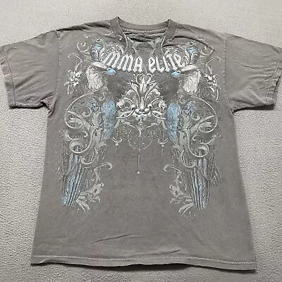 Vintage MMA Elite Shirt Mens Large Gray AOP Cyber Grunge Hip Hop Streetwear Y2K • $39.99