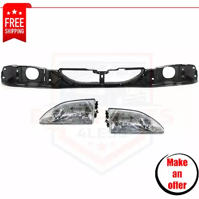 Header Panel Kit W/ RH And LH Headlights For 1994-1998 Ford Mustang • $136.49