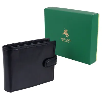 Mens Italian Leather Tabbed Wallet By Visconti; Monza Collection Gift Boxed (... • $43.55