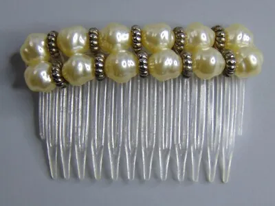 Vintage Pearl Hair Comb Bridal Faux Barrette Hair Accessory 3  • $4.89