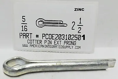 5/16x2-1/2 Cotter Pins Extended Prong Steel Zinc Plated (100) • $32