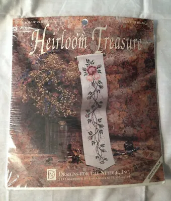 1992 Vtg Heirloom Treasures Pink Rose Bell Pull Cross Stitch Kit 5226 Complete • $11.43