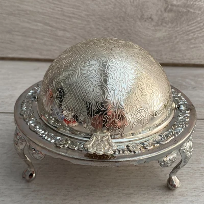 £149.95 • Buy Vintage Silver Plated Breakfast Butter Caviar Retractable Lidded Globe Dome Dish