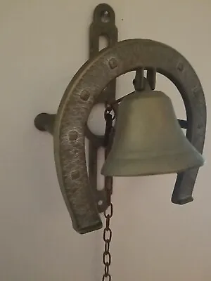Vintage Horseshoe Brass Dinner Bell Door Bell Wall Mount  • £15