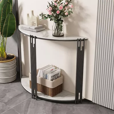 FATIVO Luxury Marble Console Table Semi Circle Entryway Table Geometric Line Leg • £115.90