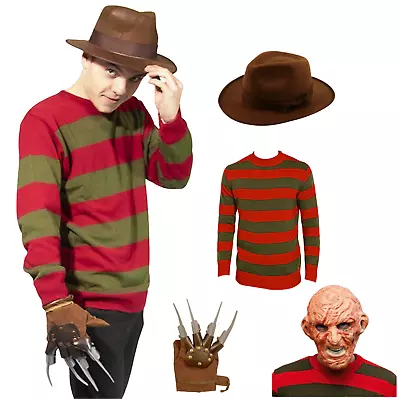 Kids Mens Boys Freddy Krueger Costume Halloween Horror Fancy Dress 3-Piece Set • £22.99