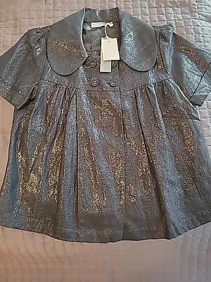 NEW Sz LARGE L Lg Black Silver Metallic SWING TOP JACKET MM Couture Miss Me NWT • $17.49