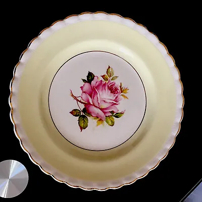 J & G MEAKIN SOL Pattern Pink Rose Lemon Yellow Border 10 Inch Plate 391413 • £18