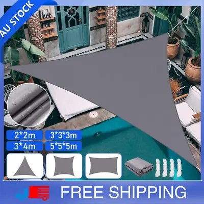 $23 • Buy Waterproof Heavy Duty Proof Sun Shade Sail Grey Gray Triangle Rectangle Square