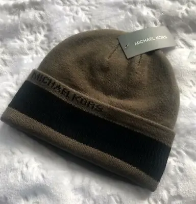 NWT Michael Kors SARGE CUFF BEANIE Fashion Hat ARMY GREEN / BLACK  Cap MENS • $19.92