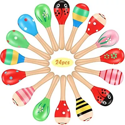 24 Pieces Mini Maracas Toys Mini Wood Festival Maracas Party Favors Colorful ... • $30.71