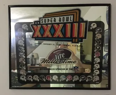 SUPER BOWL XXXIII MIRROR WITH ALL TEAMS 31 In (L) X 23 In (H) • $350