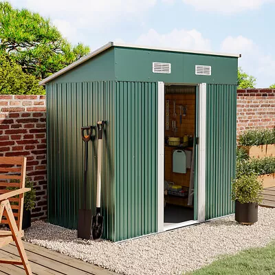 2.15m² Garden Shed 6' X 4' Outdoor Metal Storage Base Frame W/2 Door Galvanised • £185.95