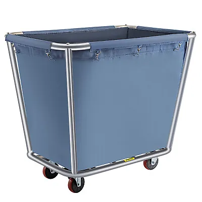 VEVOR Basket Truck Steel Canvas Laundry Basket Cart 12 Bushel Camping Hand Truck • $89.99