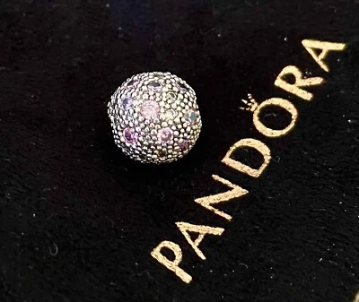 £8 • Buy Pandora Sterling Pink & Lavender Crystal Clip Bead
