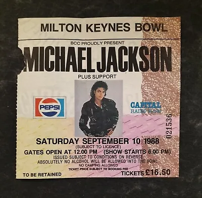 Michael Jackson Ticket Milton Keynes 10/09/88 Bad Tour • £11.95