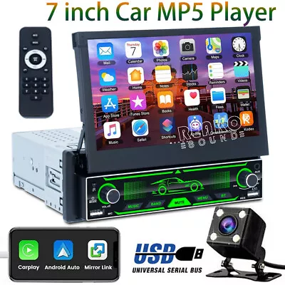 7  Single 1 Din MP5 Player Flip Out Car Radio Stereo Carplay Bluetooth Head Unit • $186.99