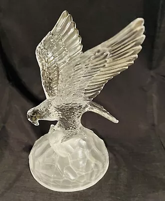 EAGLE Lead Crystal CRISTAL D’ARQUES FRANCE Frosted Base 8” Tall Wing Span 6” • $24.95