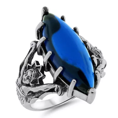 Mermaid Goddess Ring 925 Sterling Silver Royal Blue Simulated Sapphire    #1202 • $39