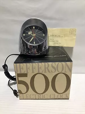 Jefferson 500 Vintage Desk Clock Chrome Mid Century Modern Working Bullet W Box • $150