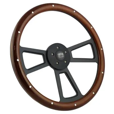 18  Black Steering Wheel Wood Grip (Freightliner Kenworth Peterbilt Volvo) • $228