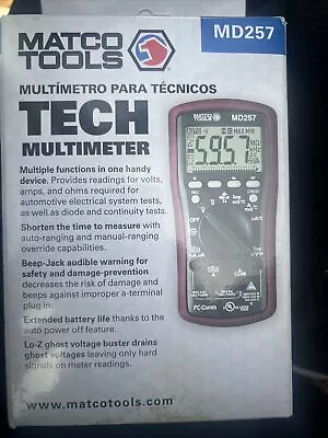 MATCO TOOLS TECH MULTIMETER MD257 (UD2080829) New Open Box FREE SHIPPING! • $180