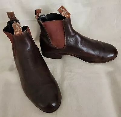 RM WILLIAMS Boots 9 G WF LEATHER Dark BROWN New LEATHER Soles • $160