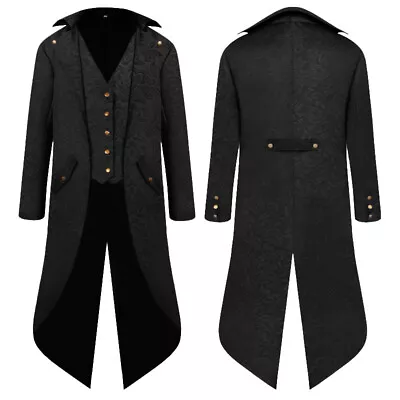 Men's Victorian Vintage Tuxedo Tail Coat Court Long Jacket Punk Uniform Overcoat • $31.99