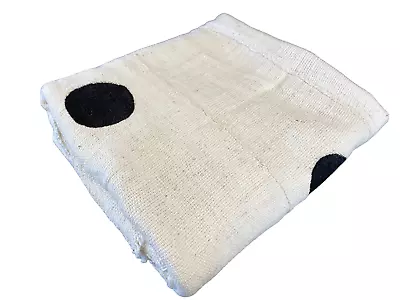 #5155 African Bogolan Black Dots & White Mud Cloth Textile Mali 38  By 62  • $76