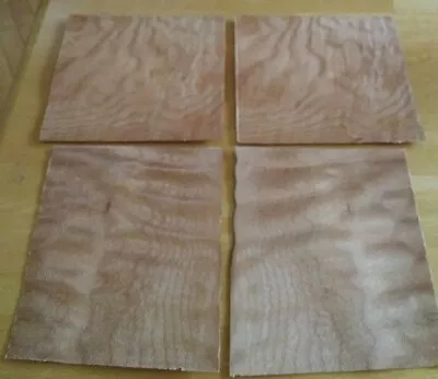 Quilted Maple Wood Veneer 4 Pieces Are 5 1/8  X 5  Each Rough Buckled 1/42   • $7.99