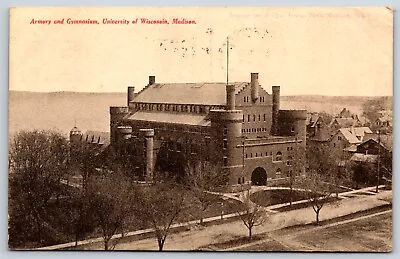 Postcard Armory & Gymnasium University Of Wisconsin Madison Wisconsin Posted1908 • $11.50