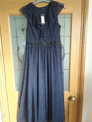M & S Limited Edition Collection Maxi Navy Lace Dress Size 12 • £9