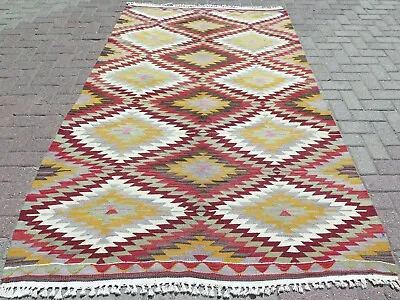Turkish Kilim Wool Rug Area Rugs Handmade Carpet Floor Rug Boho Kelim 57 X97  • $219