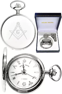 Mount Royal Masonic Hunter 17 Jewel Pocket Watch Chrome With Free Engraving (cm) • $124.32