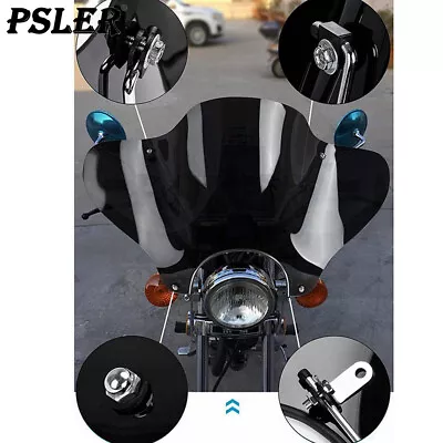 Universal Motorcycle 7/8  Cruiser Windshield Windscreen With Mounting Kit Black • $58.99