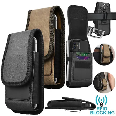 Cell Phone Holster Belt Loop Carrying Waist Pouch Case​ Leather Wallet Cover Men • $8.89